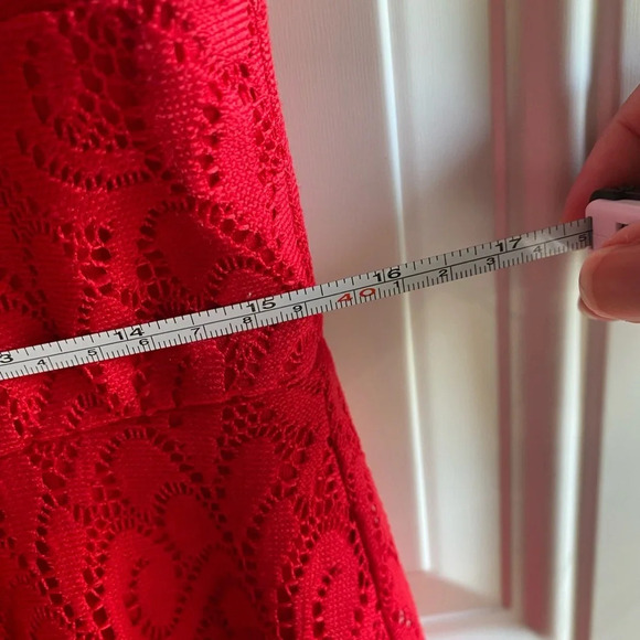 Dressbarn Dress Women's Size 12 Red Lace Sleeveless Zippered Back Casual Formal - Picture 2 of 6